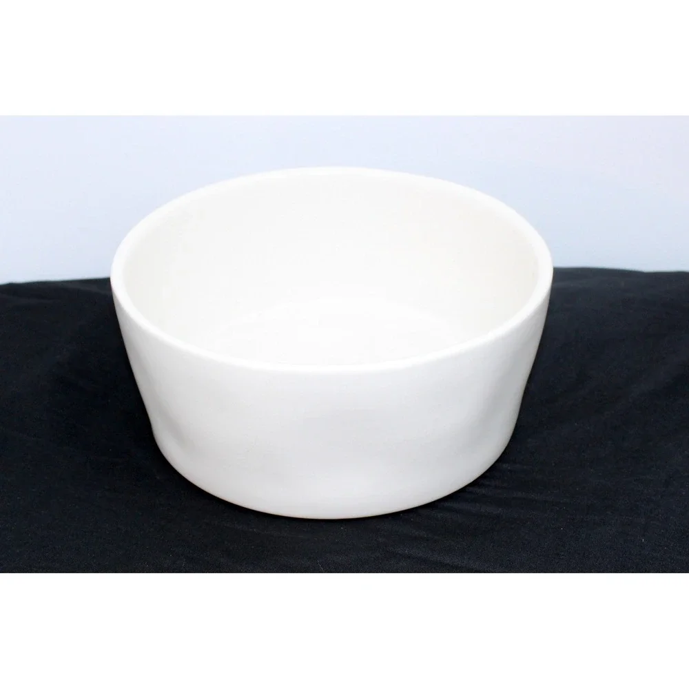Rae Dunn Bone Appetit Ceramic Pet Bowl Large White Stoneware Magenta Artisan